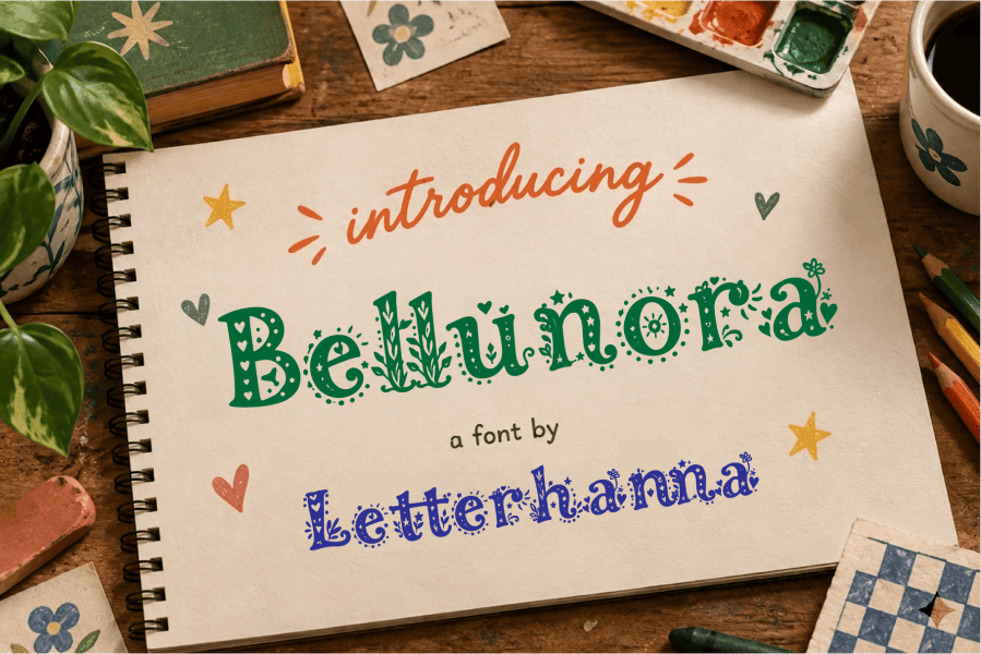 Cute Display Lettering 1 Free Journal, Star Font · 1001 Fonts