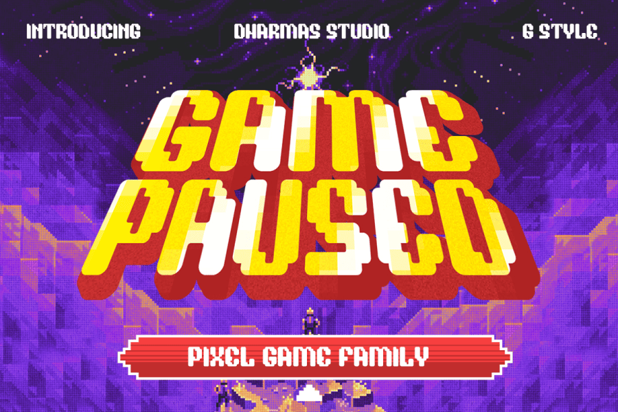 19 Free Bitmap Fun Game Headline - Game Paused Demo Font 6 Large