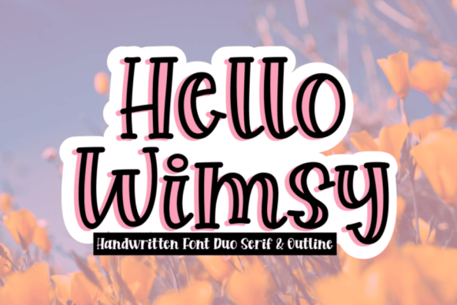 Cute Display Lettering Hello Wimsy Font Family · 1001 Fonts