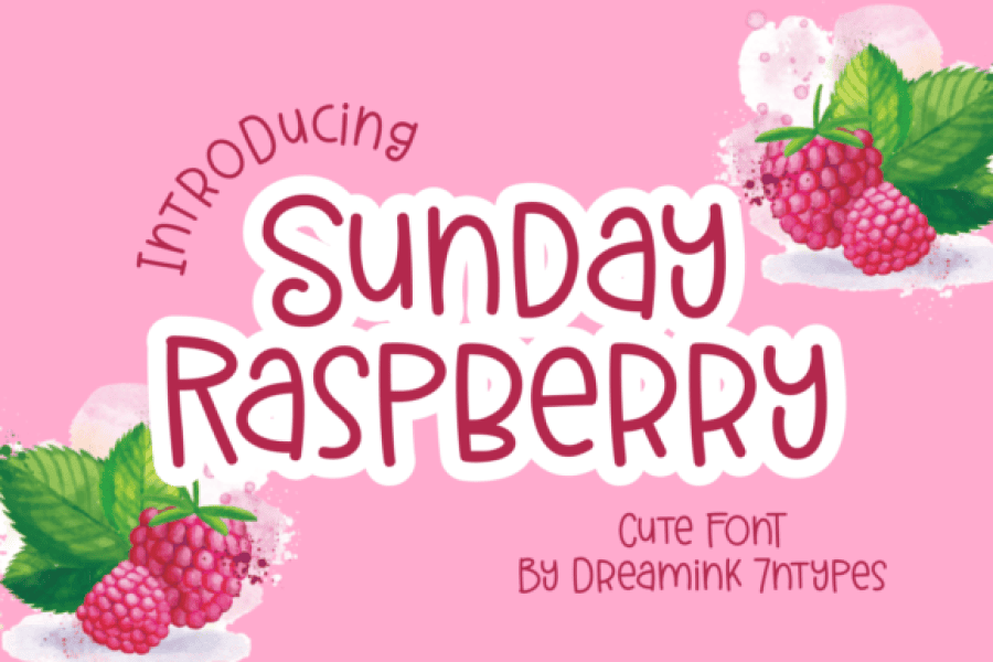 Cute Display Lettering Sunday Raspberry Font · 1001 Fonts