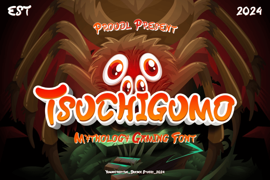 19 Free Bitmap Fun Game Headline - Tsuchigumo Font 18 Large bit map font