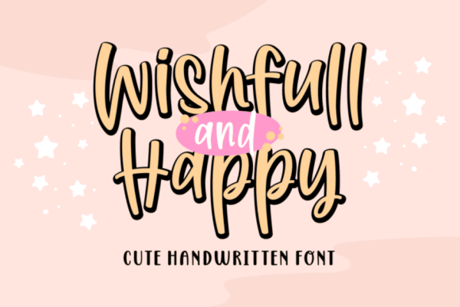 Cute Display Lettering Wishfull And Happy Font · 1001 Fonts