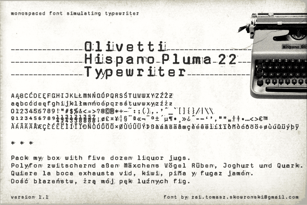 zai Olivetti Hispano Pluma 22 Typewriter illustration 1